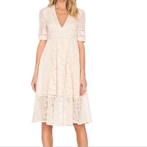 Free People Laurel Lace Dress 2 Almond Side Zipper Lined